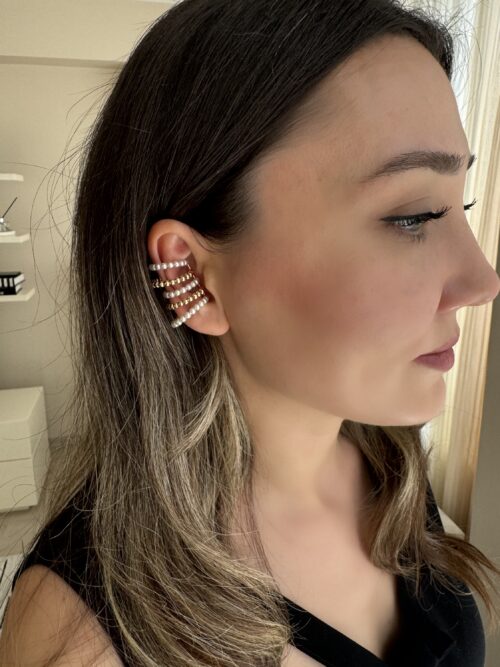 Gold ve inci detaylı kıkırdak küpe earcuff