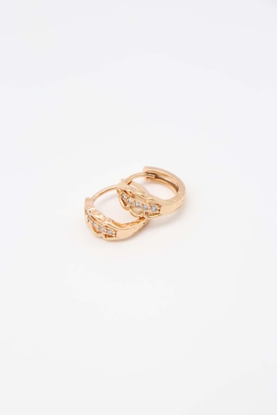 Gold taşlı halka küpe (12mm)