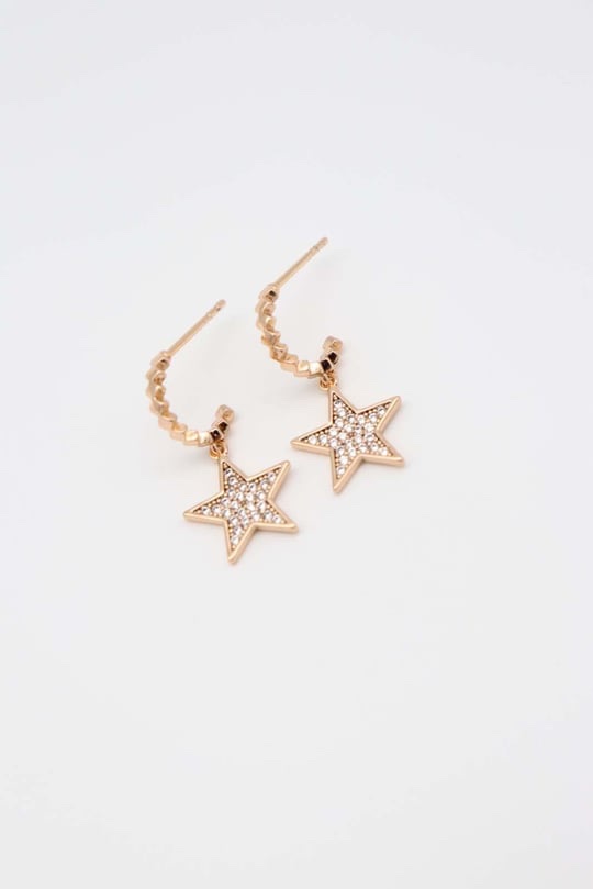 Gold yıldız sallantılı küpe (25mm)