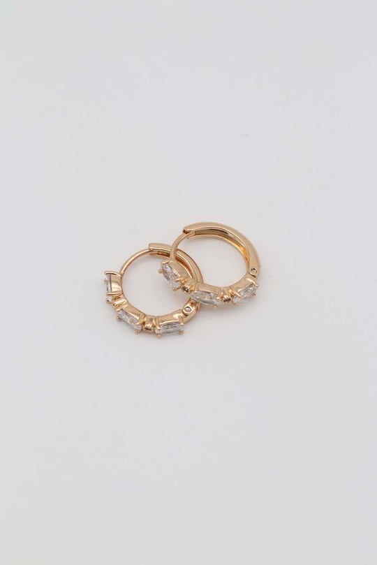 Gold taşlı halka küpe (15mm)