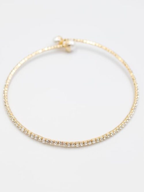 Gold choker inci uçlu sıra taşlı kısa kolye