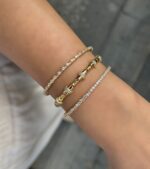 Gold taş detaylı bakla bakla bileklik