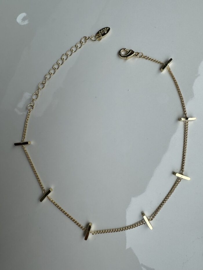 Gold yassı çubuk detaylı halhal