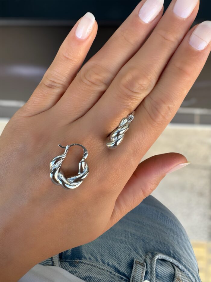 Silver renk burgu halka küpe