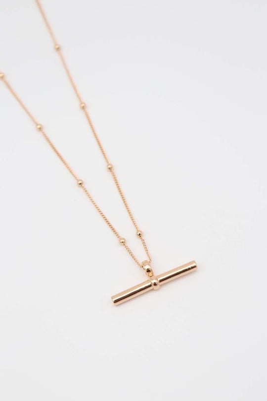 Gold renk ucu çubuk detaylı kolye(45cm)