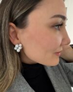 Silver detaylı inci küpe