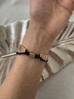 Gold renk renkli mineli ipli bileklik