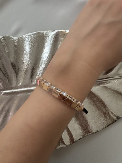 Gold renk taş detaylı ipli bileklik