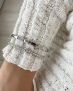 Silver renk taş ve plaka detaylı bileklik