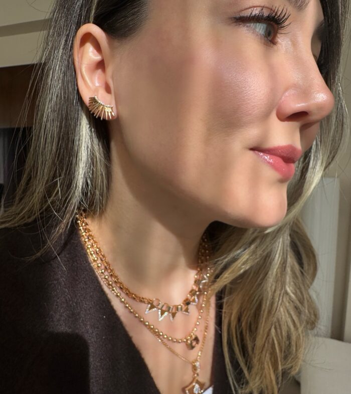 Gold renk tasarım küpe (15mm)