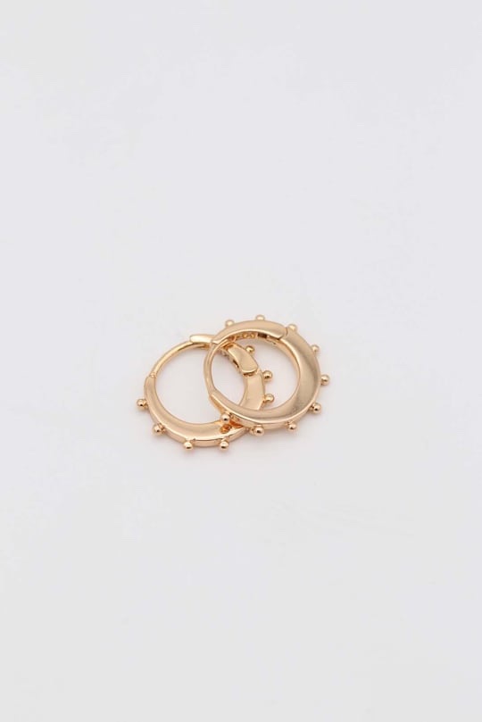 Gold renk ucu mini topcuklu halka küpe (15mm)