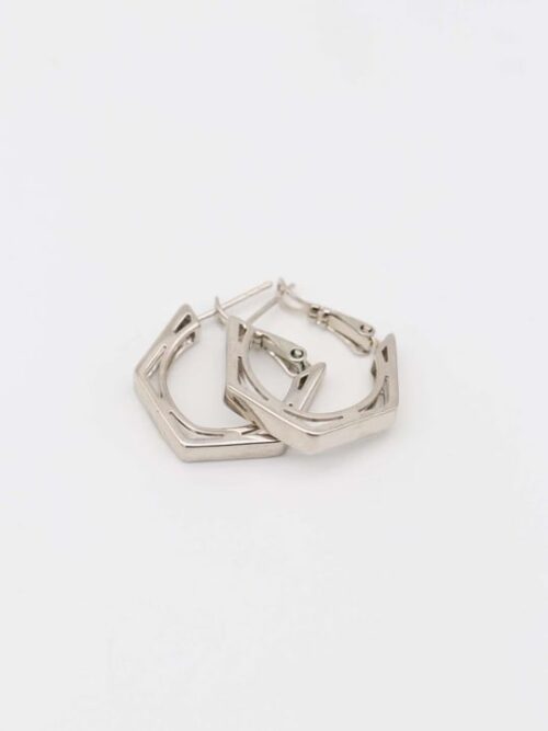 Silver renk köşeli halka küpe (22mm)