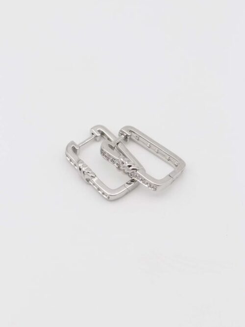Silver renk taşlı kare küpe (20mm)