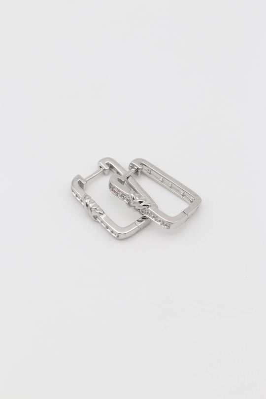 Silver renk taşlı kare küpe (20mm)