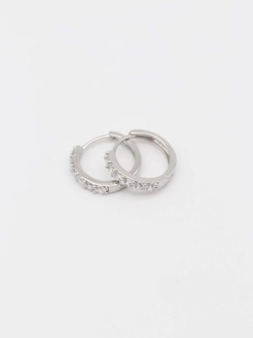 Silver renk taşlı halka küpe (17mm)