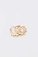 Gold renk ucu taş detaylı halka küpe (22mm)