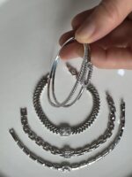 Silver renk taş detaylı kelepçe bileklik