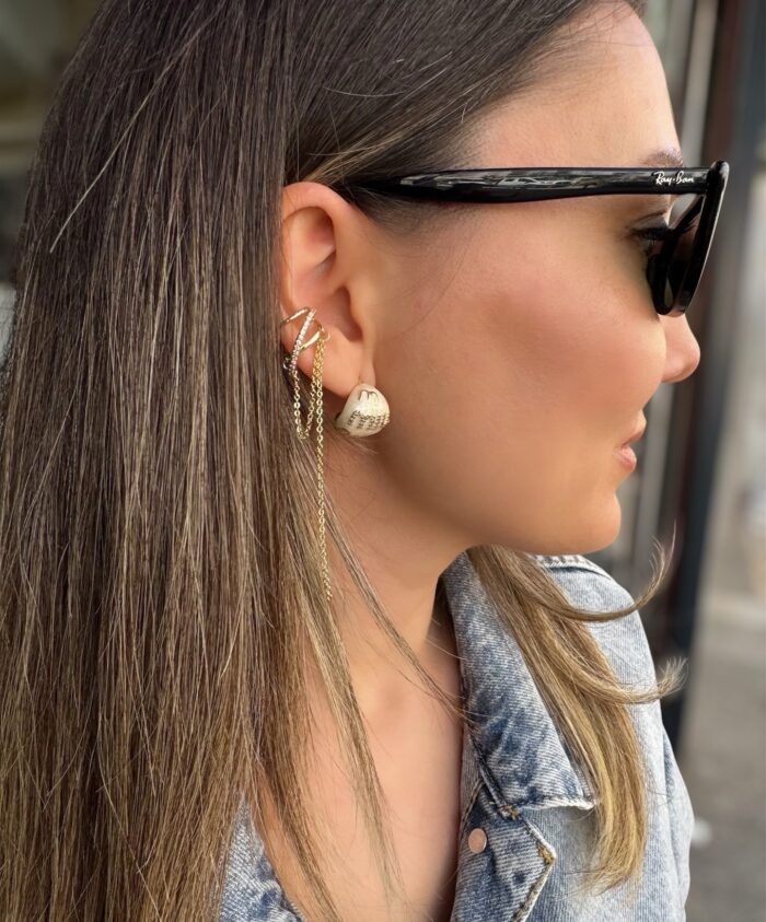 Gold renk sallantılı kıkırdak (earcuff) küpe (tekli)