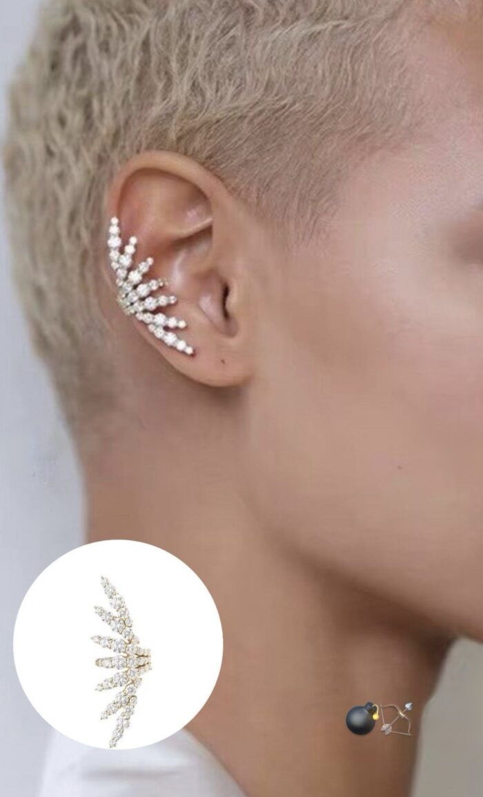Gold renk zirkon taşlı kıkırdak (earcuff) küpe(tekli satış)