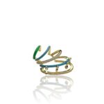 Gold renk yeşil ve mavi mineli kıkırdak (earcuff)küpe