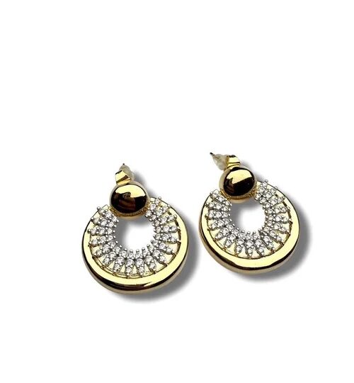 Gold renk taşlı tasarım küpe