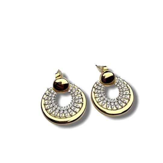 Gold renk taşlı tasarım küpe