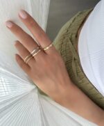 Gold renk taş detaylı ince yüzük (ayarlanabilir)