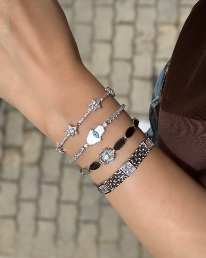 Silver renk kare taşlı bileklik
