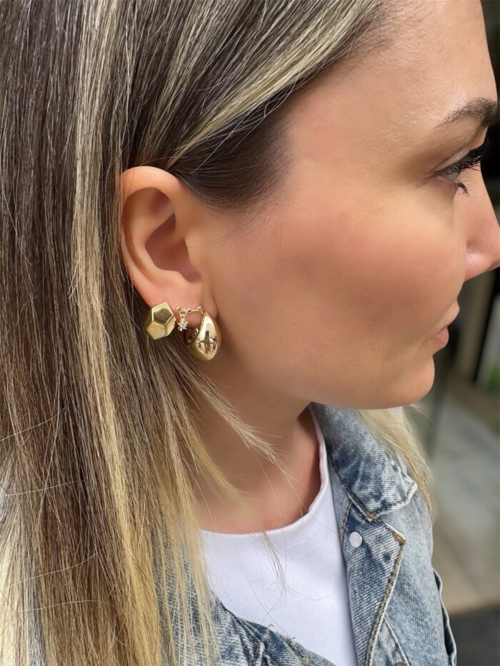 Gold 14k renk yarım ay küpe