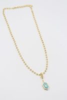 Gold 14k renk mavi mine uçlu top top kolye (50cm)