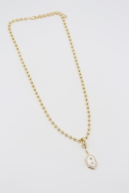 Gold 14k renk beyaz mine uçlu top top kolye (50cm)