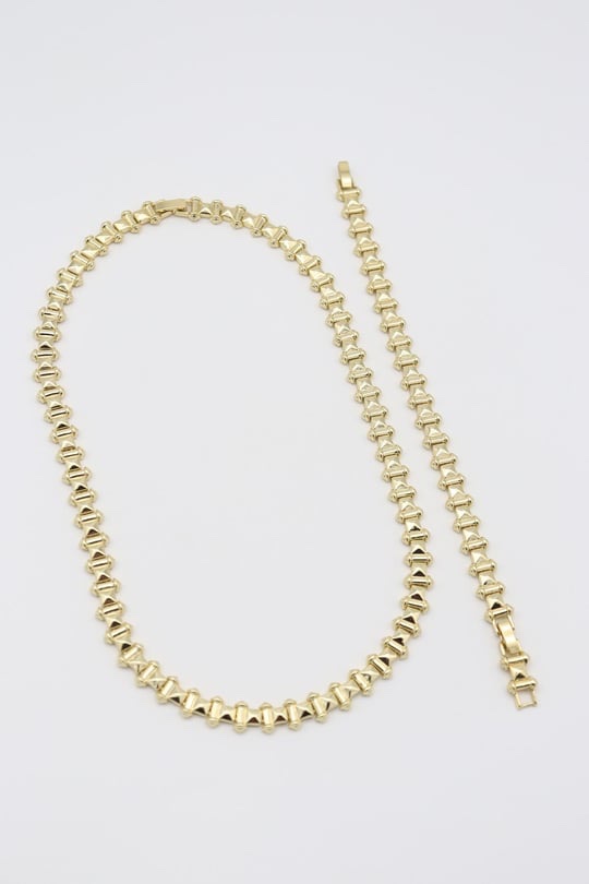 Gold 14k renk kolye bileklik set (50cm)