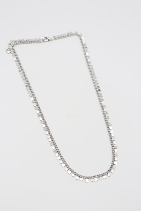 Silver renk kare ve yuvarlak pul pul kolye (45cm)