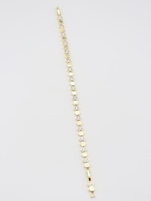 Gold 14k renk taş detaylı petek desen bileklik (17+2cm)
