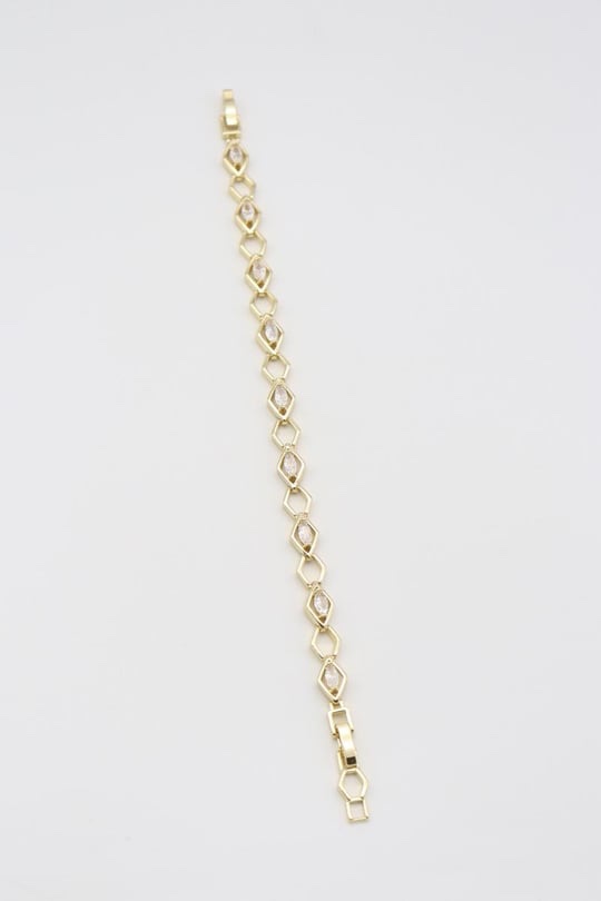Gold 14k renk taş detaylı bileklik (16+2cm)