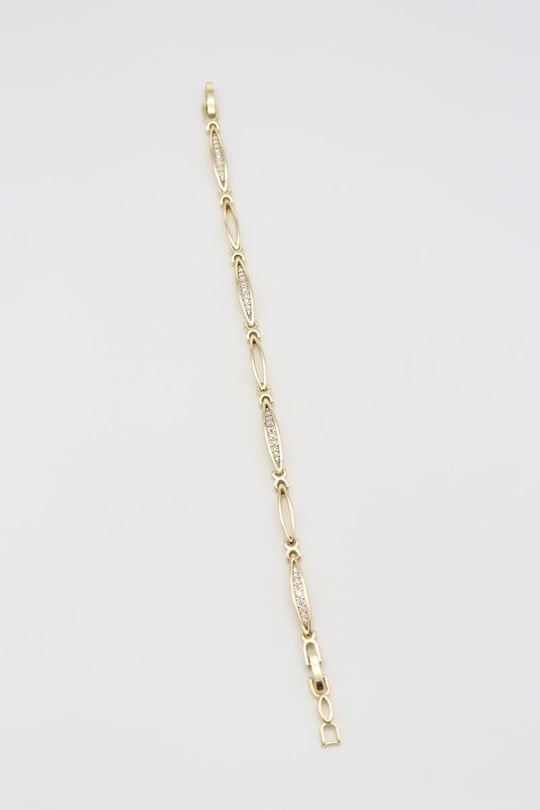 Gold 14k renk ince taş detaylı bileklik (17+2cm)