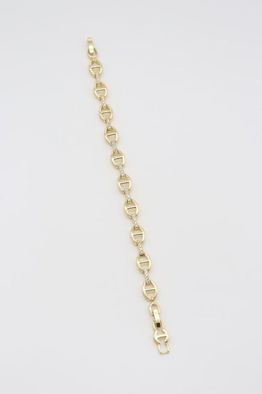 Gold 14k renk düğme desenli bileklik (17+2cm)