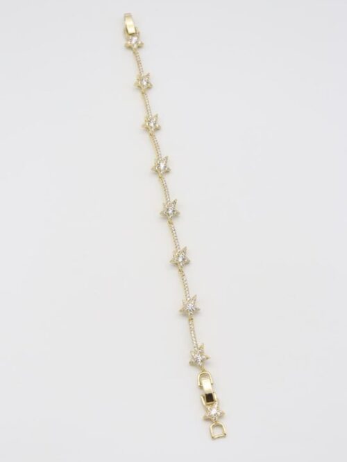 Gold 14k renk taşlı yıldız bileklik (17+2cm)