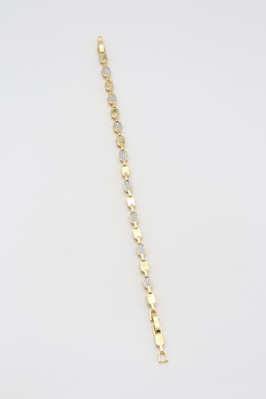 Gold 14k renk taş ve kare bileklik (17+2cm)