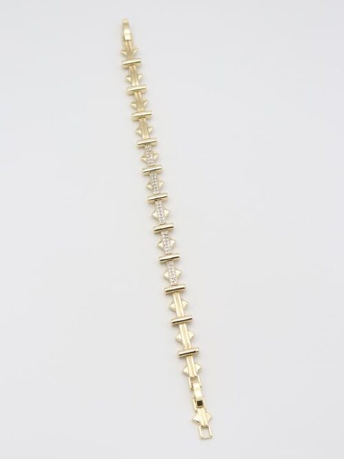 Gold 14k renk taşlı tasarım bileklik (17+2cm)