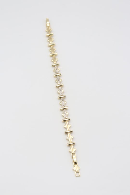 Gold 14k renk taşlı tasarım bileklik (17+2cm)