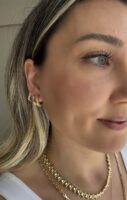 Gold 14k renk kalın halka küpe (15mm)
