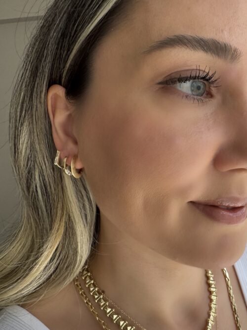 Gold 14k renk kalın halka küpe (15mm)