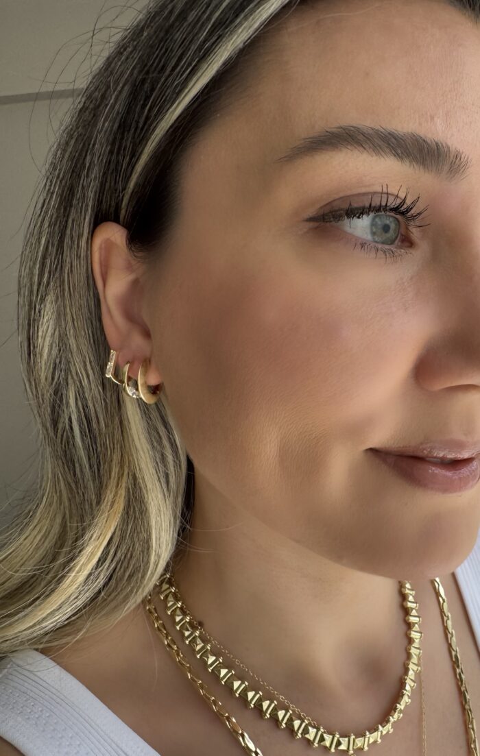 Gold 14k renk kalın halka küpe (15mm)