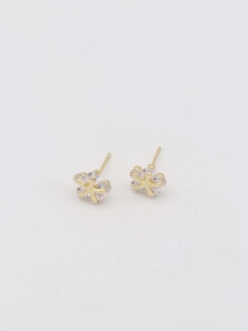 Gold 14k renk çiçek desenli küpe (10mm)