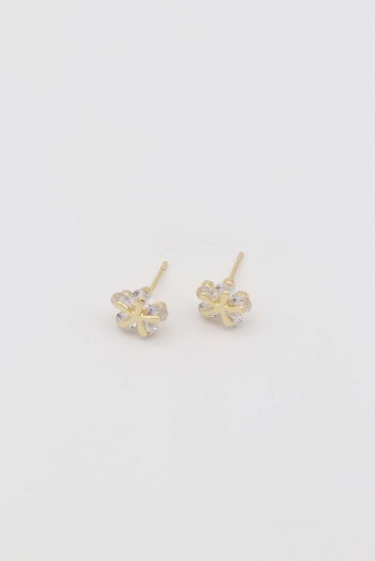 Gold 14k renk çiçek desenli küpe (10mm)