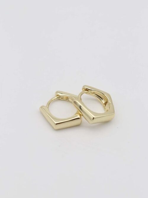Gold 14k renk köşeli halka küpe (15mm)
