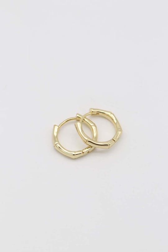 Gold 14k renk ince köşeli halka küpe (15mm)