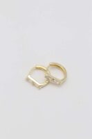 Gold 14k renk taş detaylı ince halka küpe(12mm)