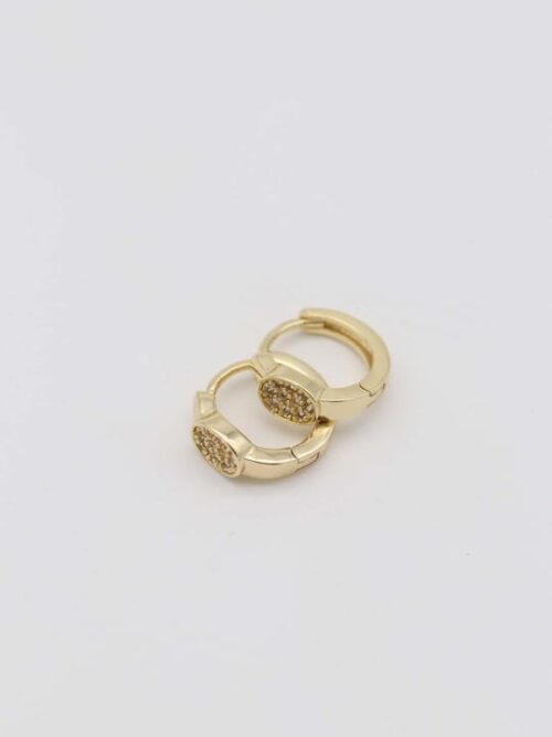 Gold 14k renk taş detaylı halka küpe (10mm)